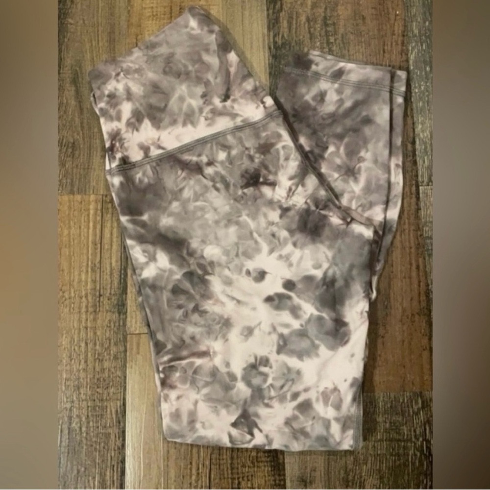 Women's Tie-Dye High-Waist Leggings - Gray/White